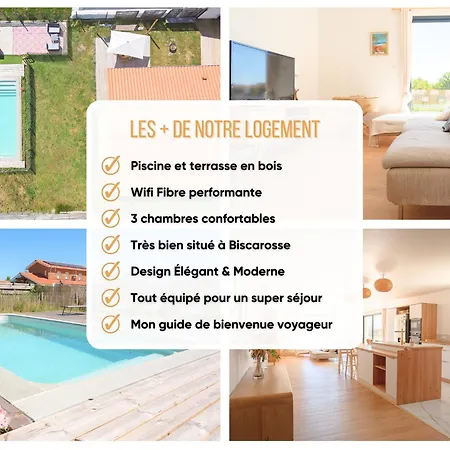 Maison Calme Biscarosse Avec Piscine - 10 Min 빌라 비스카로세
