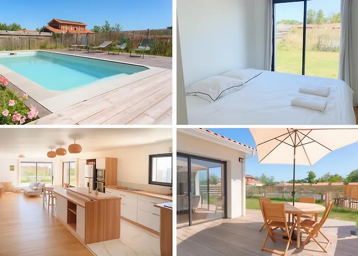 Maison Calme Biscarosse Avec Piscine - 10 Min 别墅 比斯卡罗斯